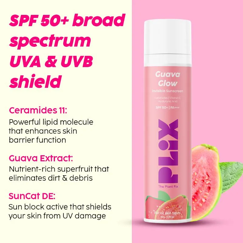 Plix Guava Glow SPF 50 Invisible Sunscreen