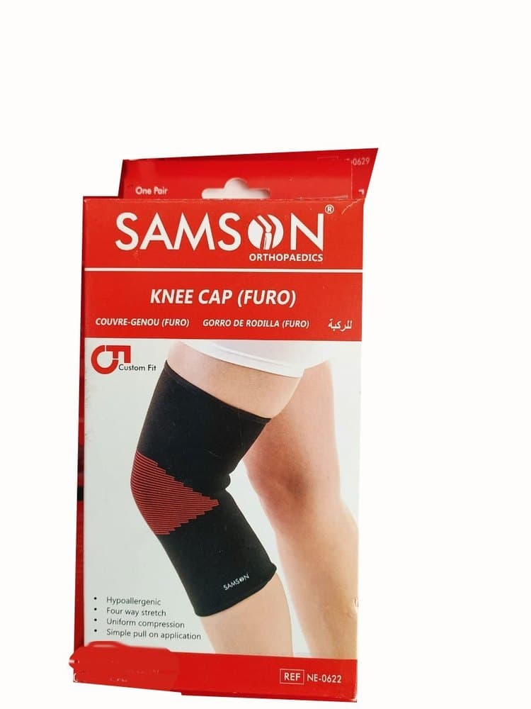Samson Knee Cap Furo Black/Red Medium (NE-0622)