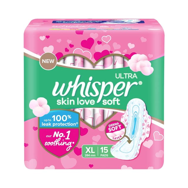 Whisper Ultra Skin Love Soft Sanitary Pads XL+